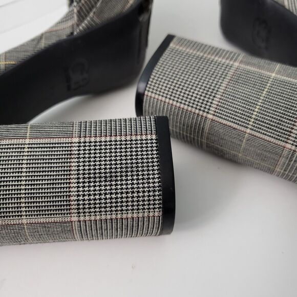 GIANNI BINI Plaid Platform Heels Womens 9.5 Gray Black Plaid High Closed Toe - Picture 6 of 10
